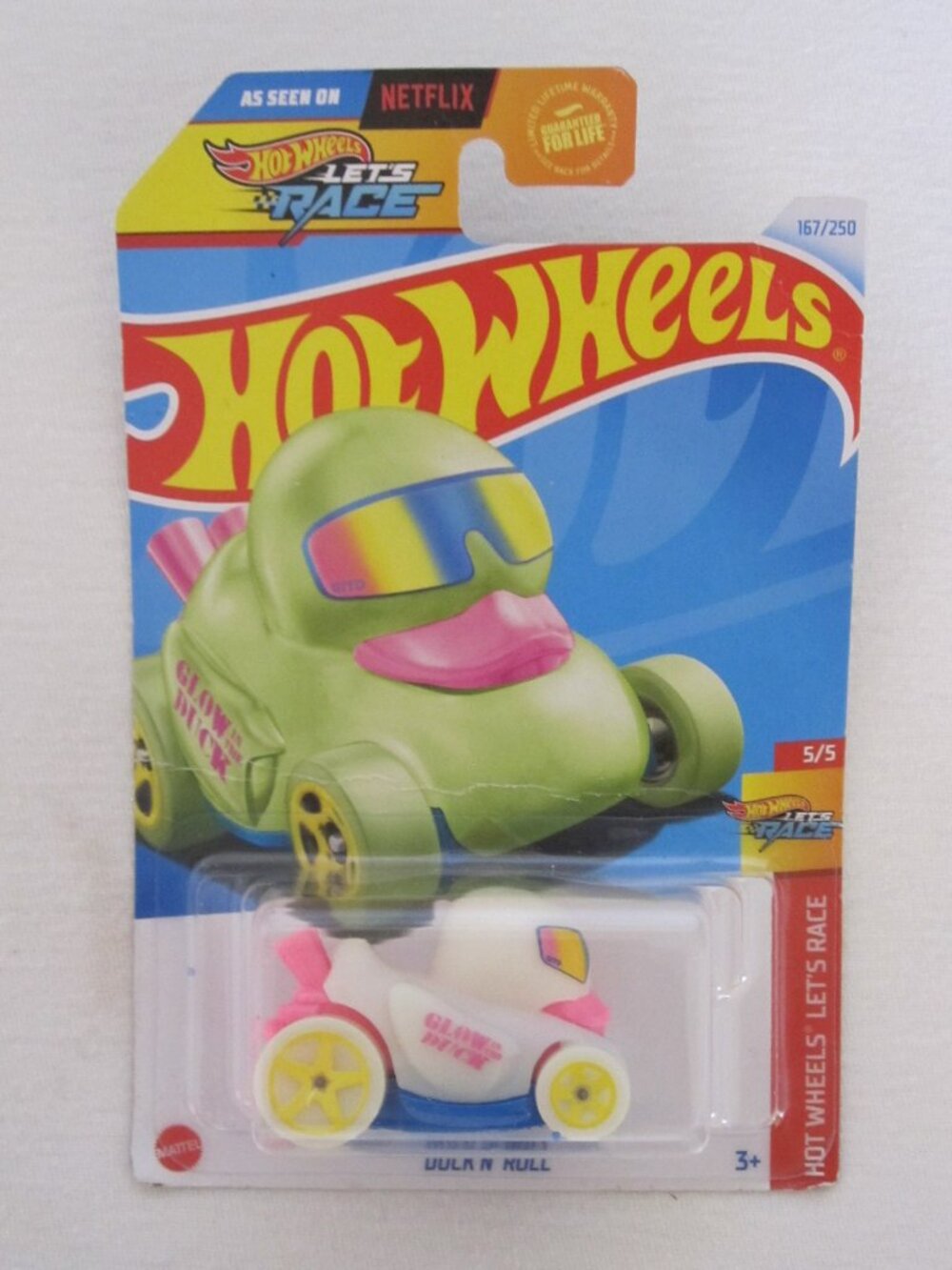 2021 Hot Wheels Glow in the Dark Diecast Car: Duck 'N Roll- Netflix, New on Card